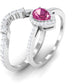 Pink tourmaline Designer Teardrop Ring Set with Moissanite Halo