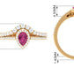 Pink tourmaline Designer Teardrop Ring Set with Moissanite Halo