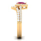Pink tourmaline Designer Teardrop Ring Set with Moissanite Halo