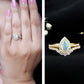 Certified 0.7 Carat Natural Ethiopian Opal Teardrop Wedding Engagement Ring Set of 2