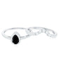 Natural Black Spinel Pear Shaped Engagement Ring with Moissanite Enhancer