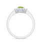 Natural 1 Carat Peridot Teardrop Engagement Ring with Diamond Half Halo