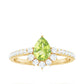 Natural 1 Carat Peridot Teardrop Engagement Ring with Diamond Half Halo