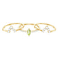 Marquise Cut Peridot Solitaire Trio Ring Set with Moissanite