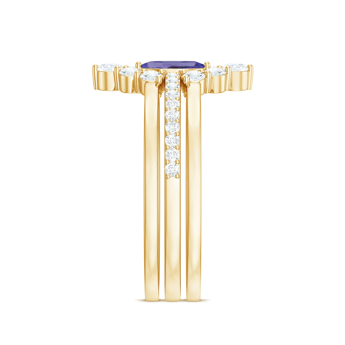 Marquise Cut Tanzanite Solitaire Ring Set with Diamond