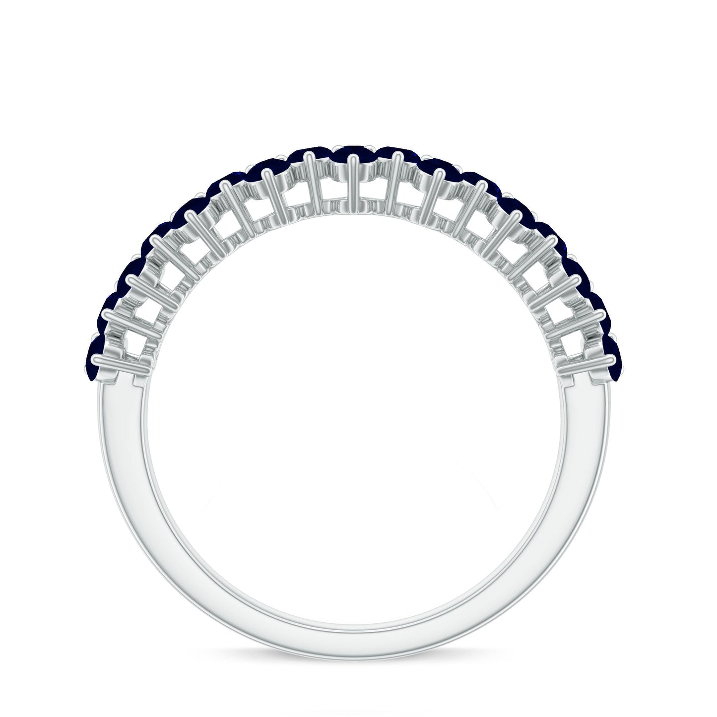 Anillo de aniversario de media eternidad de zafiro azul natural