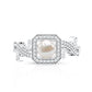 Vintage Inspired 2 Carat Pearl Engagement Ring with Diamond Halo