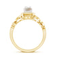 Vintage Inspired 2 Carat Pearl Engagement Ring with Diamond Halo
