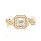 Vintage Inspired 2 Carat Pearl Engagement Ring with Diamond Halo