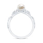 Cultured 2.2 Carat White Pearl Flower Engagement Ring with Diamonds