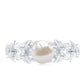 Cultured 2.2 Carat White Pearl Flower Engagement Ring with Diamonds