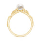 Cultured 2.2 Carat White Pearl Flower Engagement Ring with Diamonds