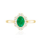 Natural 0.7 Carat Oval Emerald Engagement Ring with Diamond