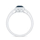 Genuine London Blue Topaz Diamond Engagement Ring in Bezel Setting