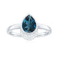 Genuine London Blue Topaz Diamond Engagement Ring in Bezel Setting