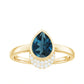 Genuine London Blue Topaz Diamond Engagement Ring in Bezel Setting