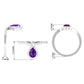 Designer 1 Carat Pear Shape Amethyst Chevron Engagement Ring with Diamond