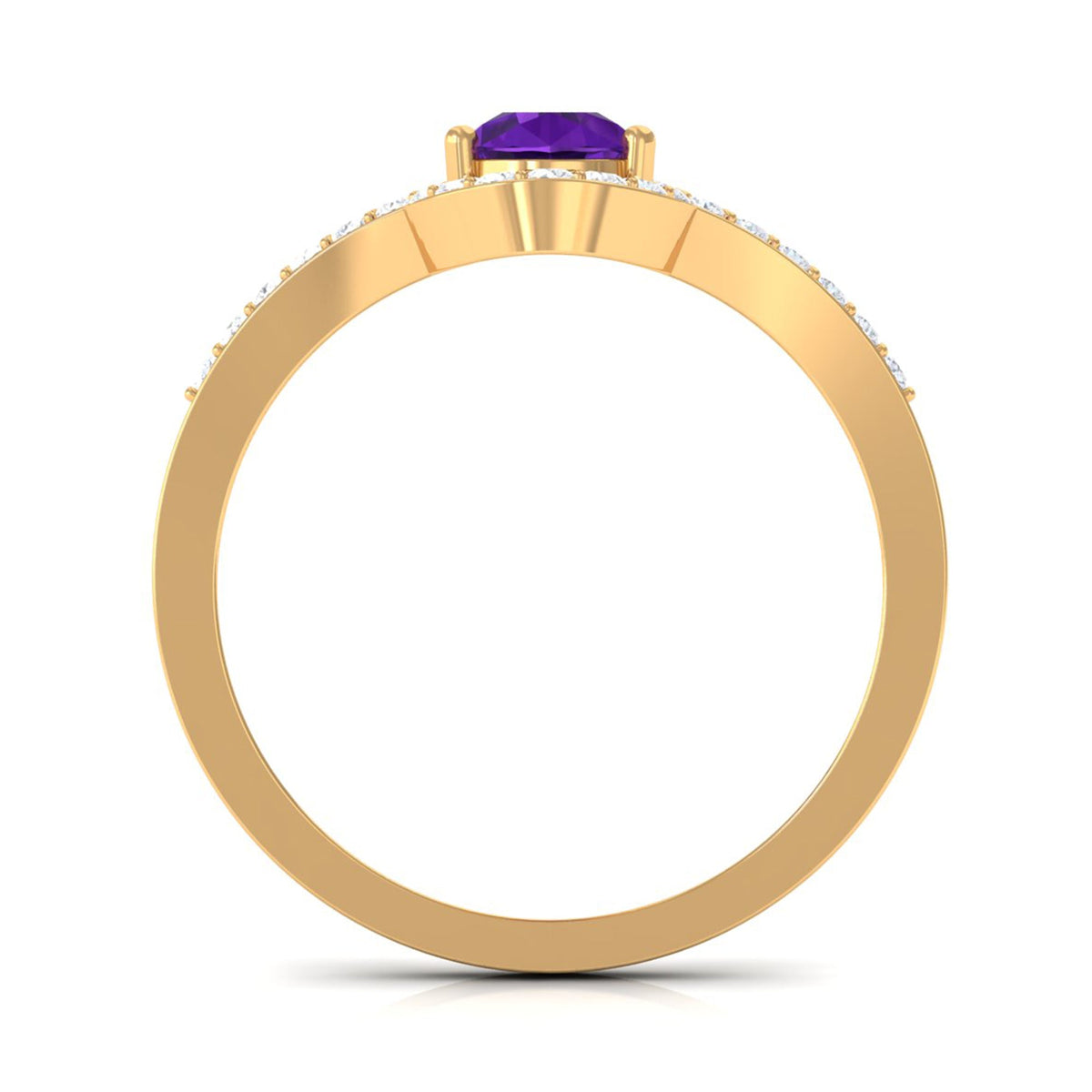 Designer 1 Carat Pear Shape Amethyst Chevron Engagement Ring with Diamond