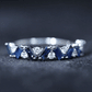 Certified Real Baguette Blue Sapphire Half Eternity Ring with Diamond