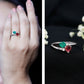 Heart Shaped Ruby Emerald Two Stone Engagement Ring