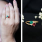 Heart Shaped Ruby Emerald Two Stone Engagement Ring