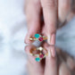 Heart Shaped Ruby Emerald Two Stone Engagement Ring
