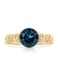 2 Carat Round London Blue Topaz Vintage Engagement Ring with Certificate