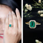 1.6 Carat Emerald Cut Lab Created Emerald Engagement Ring With Moissanite Halo