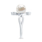 Cultured 7.48 Carat White Pearl Bypass Engagement Ring with Diamond