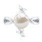 Cultured 7.48 Carat White Pearl Bypass Engagement Ring with Diamond