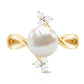 Cultured 7.48 Carat White Pearl Bypass Engagement Ring with Diamond