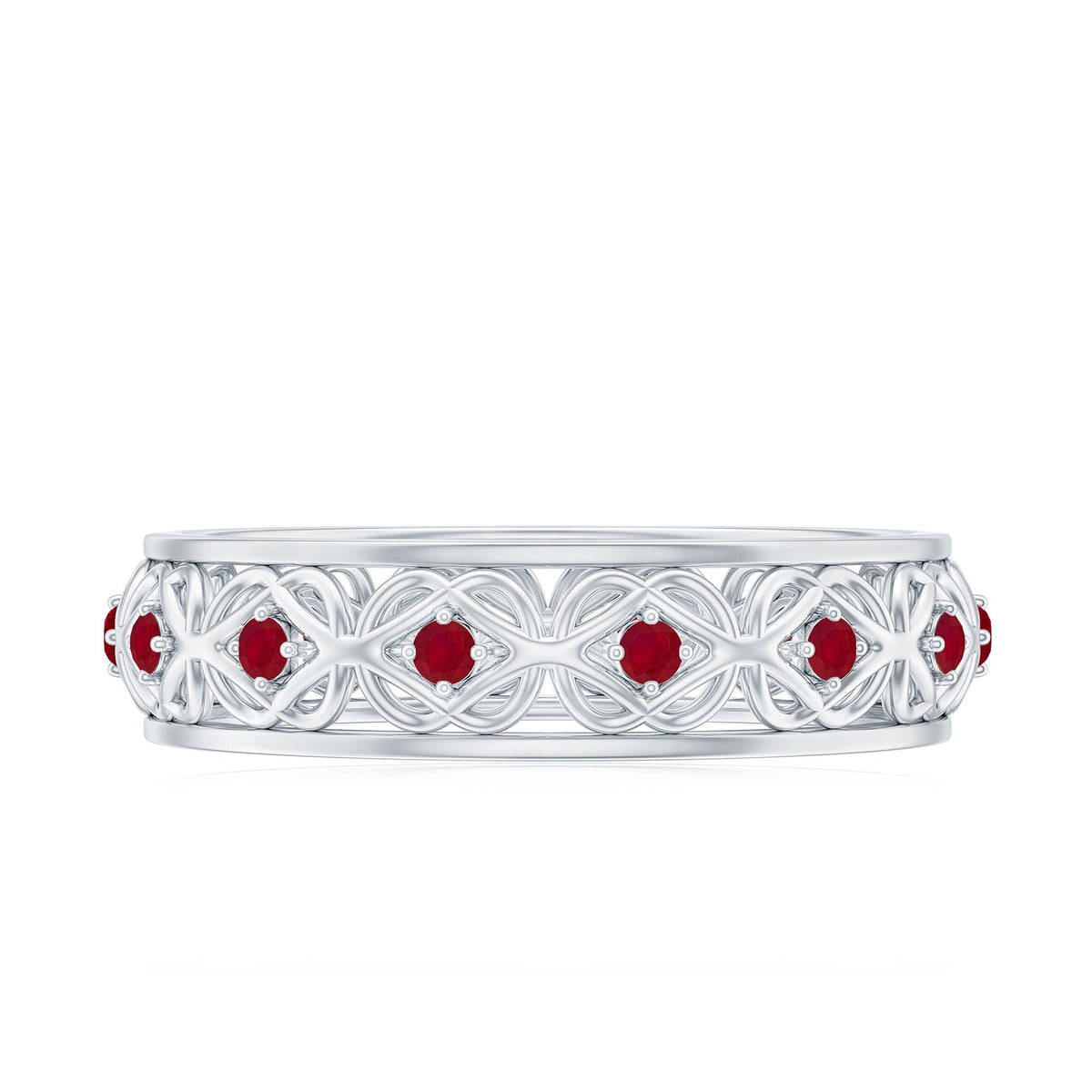 Natural Ruby Celtic Knot Wedding Band for Women