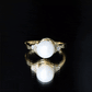 Natural 7.4 Carat Freshwater Pearl Engagement Ring with Diamond Trio