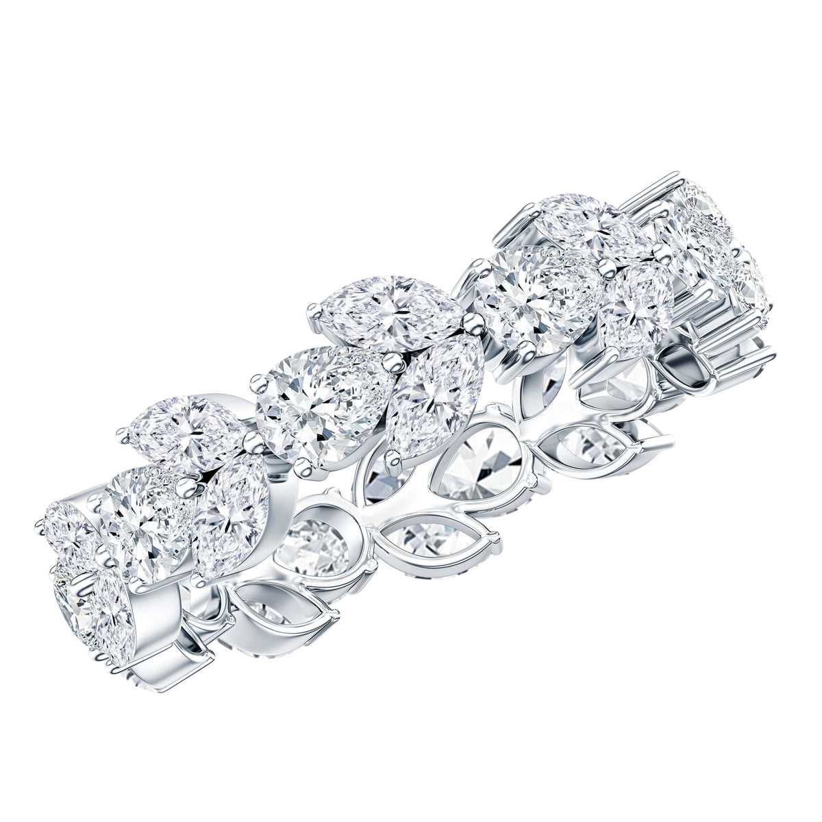 Certified Moissanite Leaf Eternity Band Ring for Women