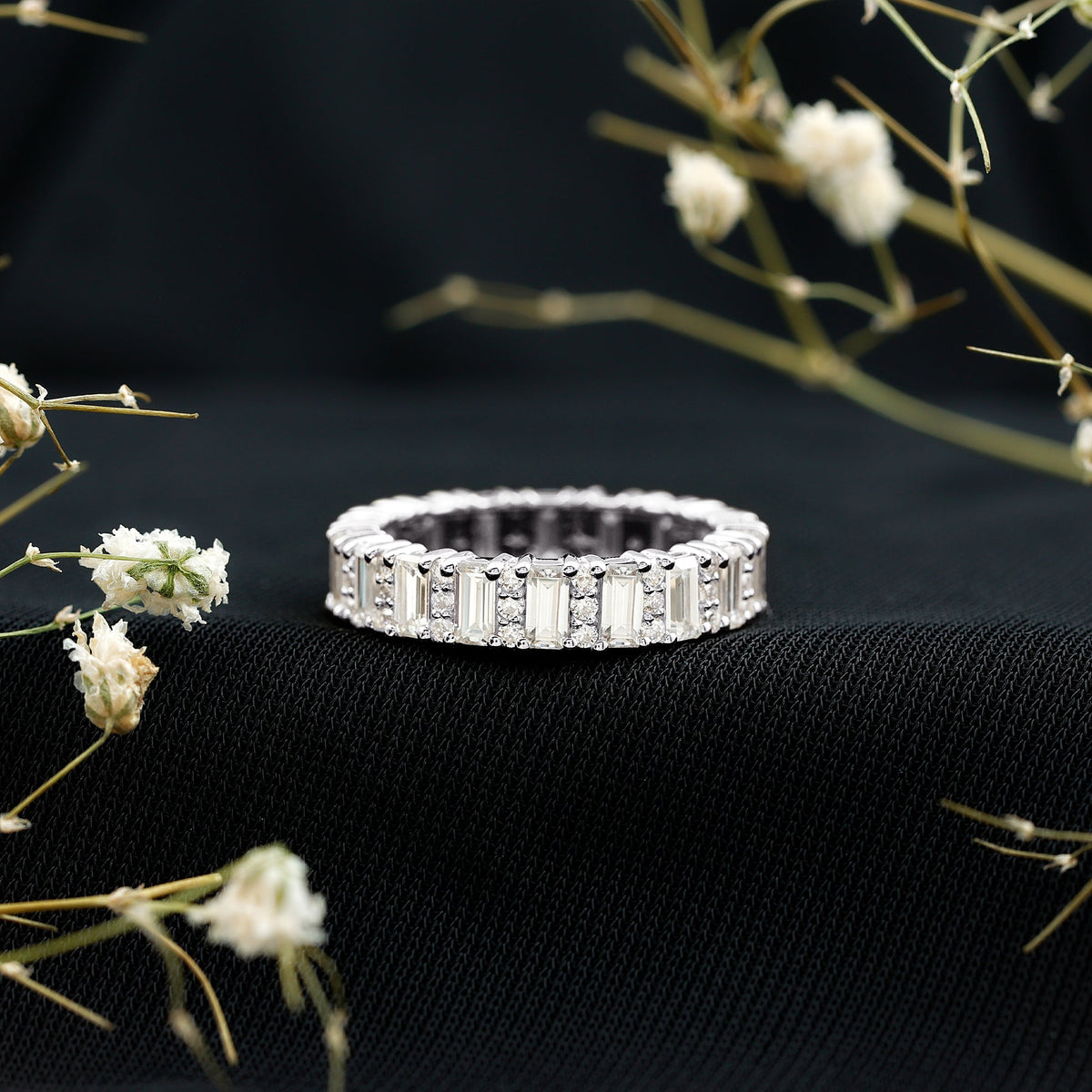Anillo de aniversario de boda de moissanita certificada para mujer