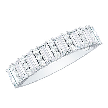 Certified Baguette Moissanite Half Eternity Band Ring for Women