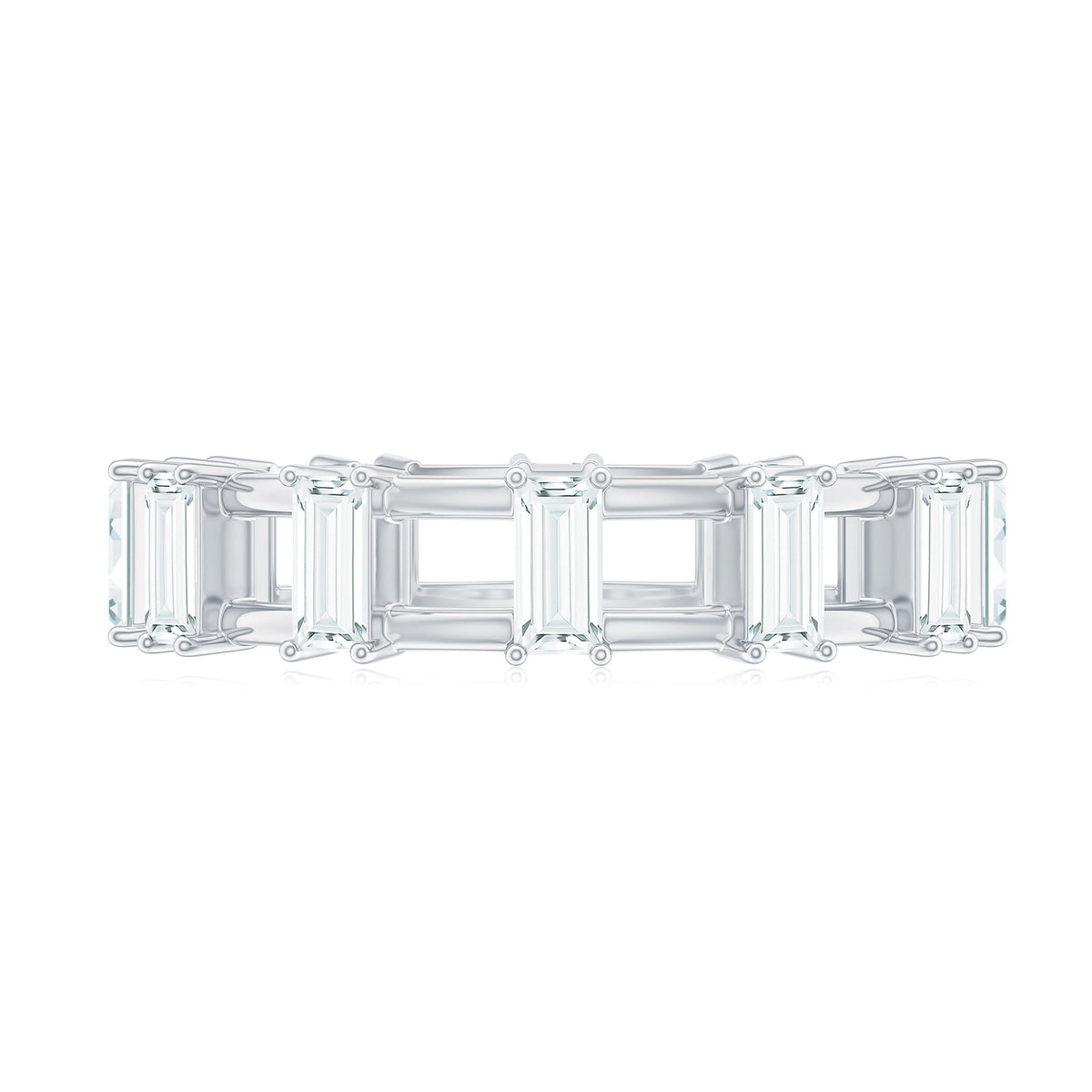 Moissanite Baguette Wedding Band with Certificate