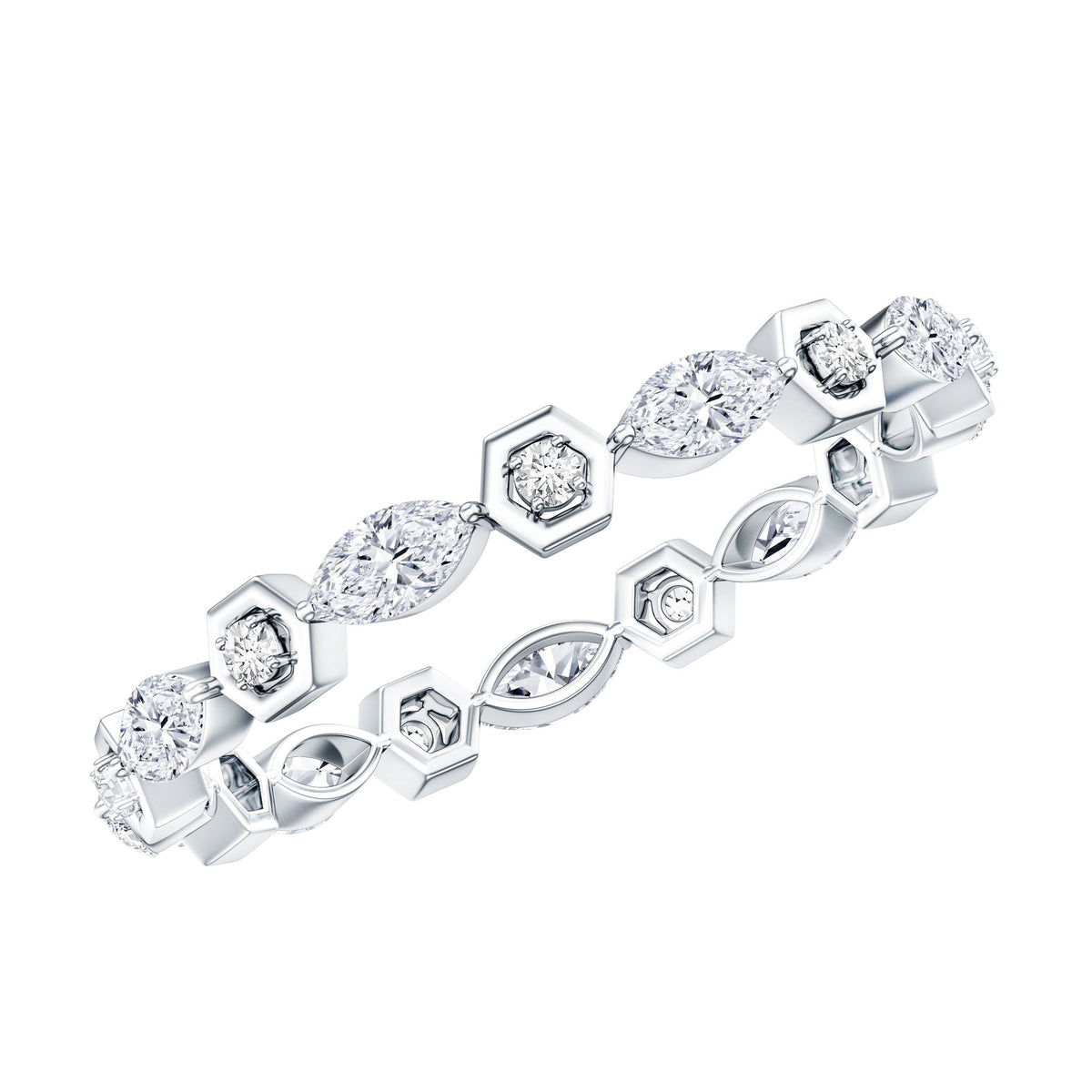 Certified Moissanite Contemporary Eternity Ring