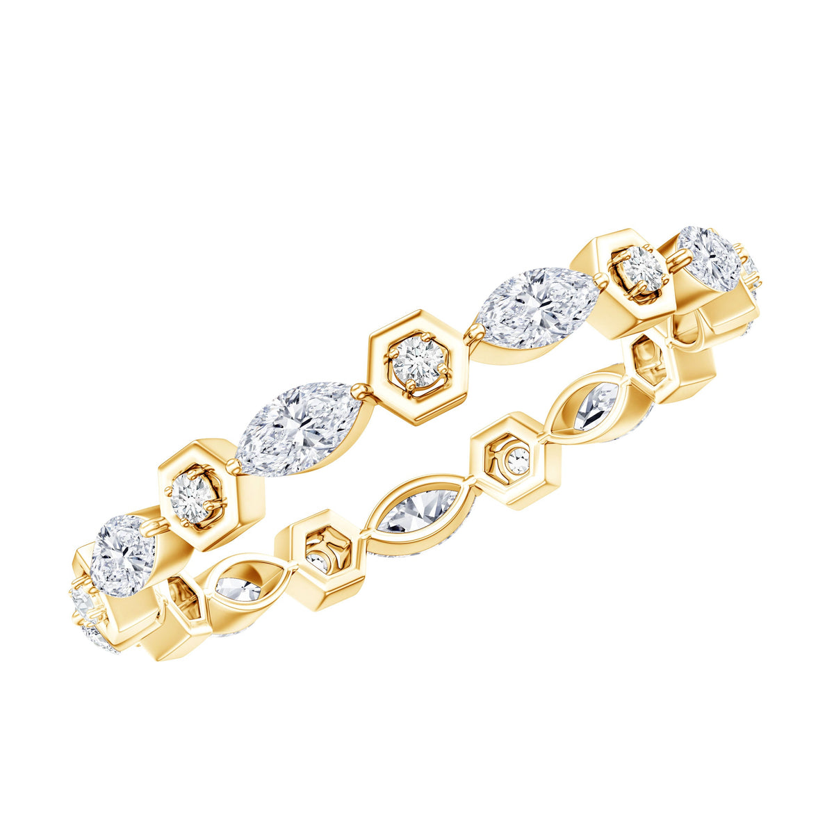 Certified Moissanite Contemporary Eternity Ring