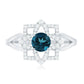 Flower Inspired London Blue Topaz and Diamond Engagement Ring