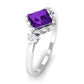 Designer 1.2 Carat Princess Cut Amethyst Engagement Ring with Diamond