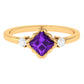 Designer 1.2 Carat Princess Cut Amethyst Engagement Ring with Diamond