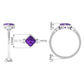 Designer 1.2 Carat Princess Cut Amethyst Engagement Ring with Diamond