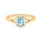 Emerald Cut Aquamarine Engagement Ring with Diamond Floral Halo