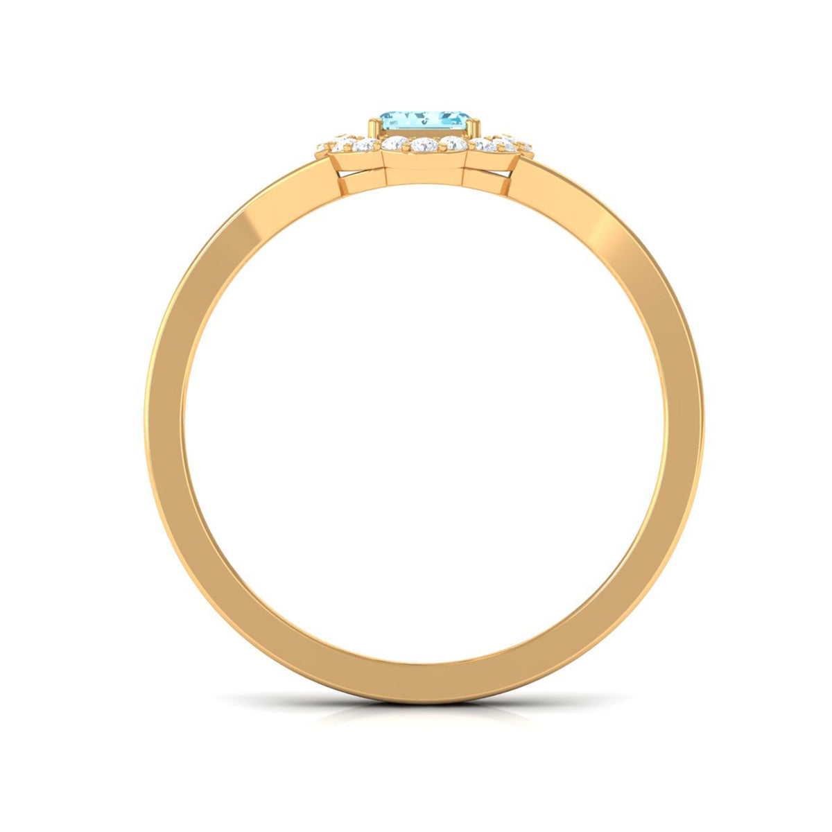 Emerald Cut Aquamarine Engagement Ring with Diamond Floral Halo