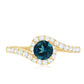London Blue Topaz Bypass Promise Ring with Diamond Halo
