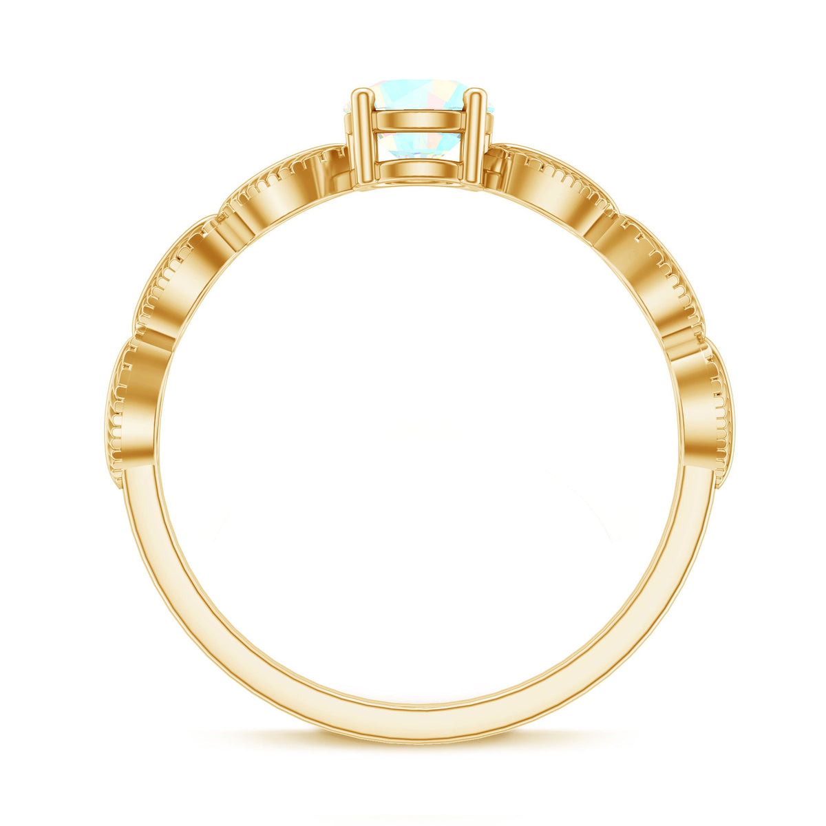 Nature Inspired Solitaire Ethiopian Rainbow Opal Leaf Ring
