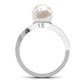 Natural 7.4 carat Freshwater Pearl Engagement Ring with Diamond Bypass Shank