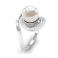 Natural 7.4 carat Freshwater Pearl Engagement Ring with Diamond Bypass Shank