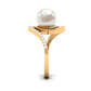 Natural 7.4 carat Freshwater Pearl Engagement Ring with Diamond Bypass Shank